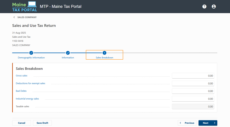 Maine sales tax return