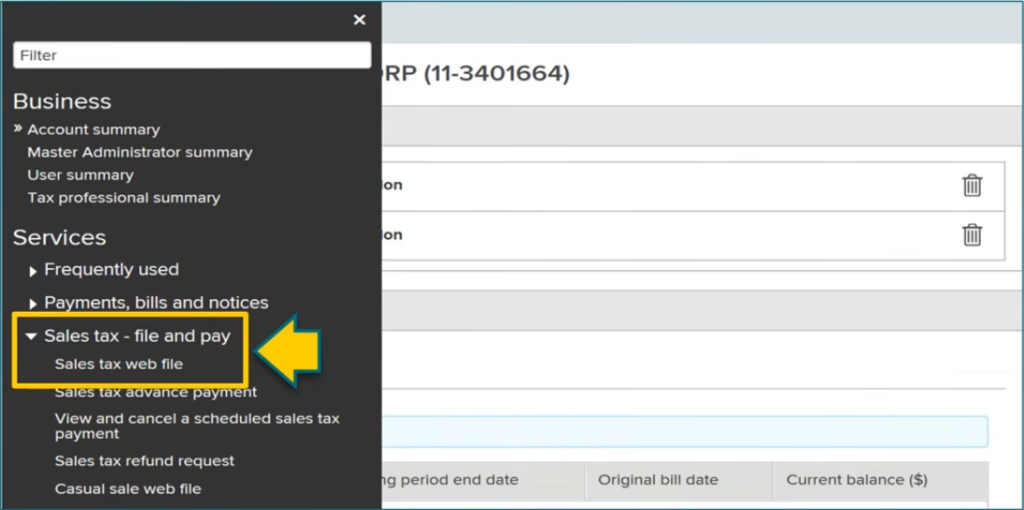 New York sales tax file and pay